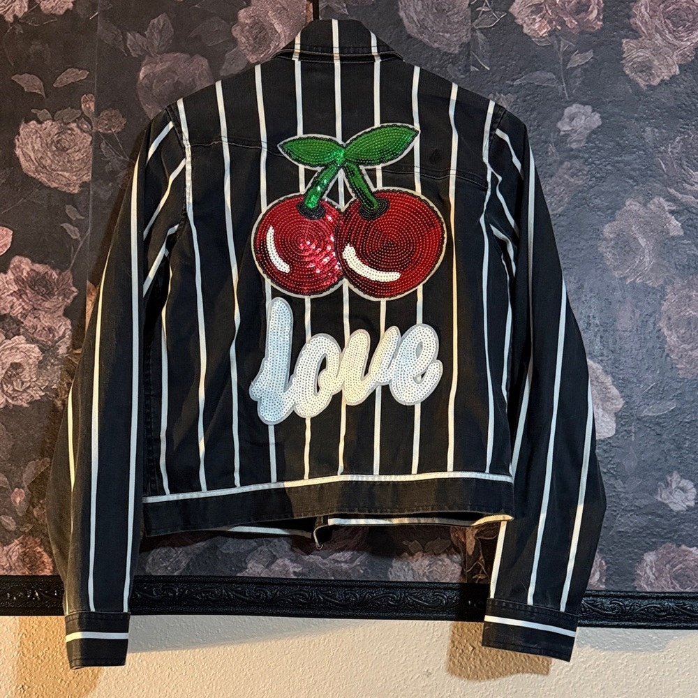 Striped Black Patch Cherry 'Love' Jacket - image 1